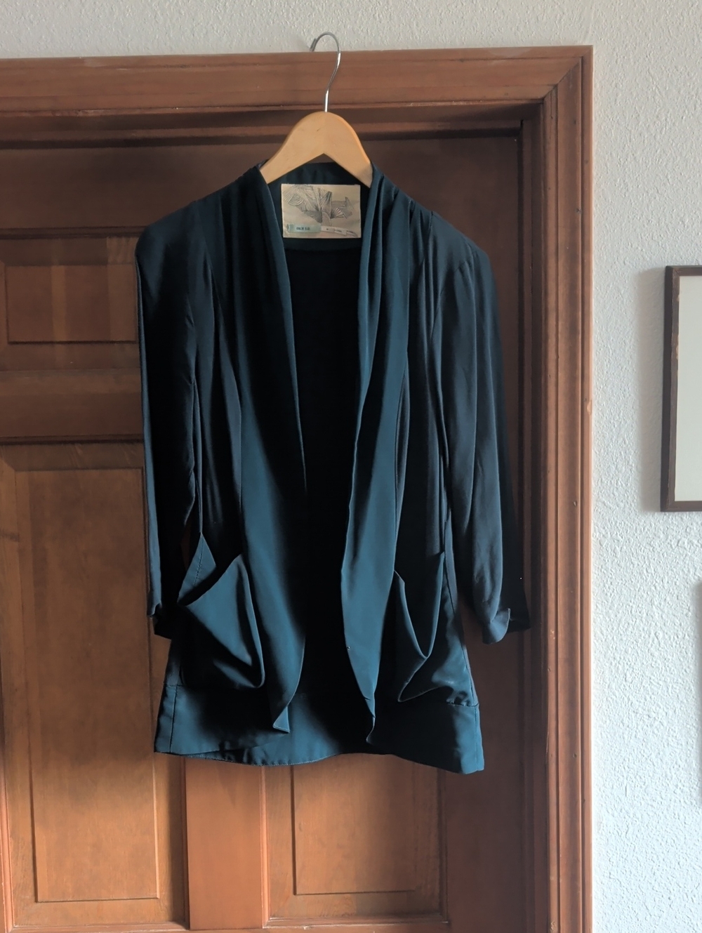 Kimchi blue Emerald Green Draped Open-Front Women's Jacket